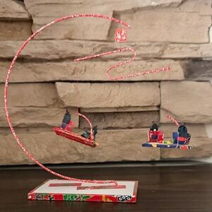 🏮 Vintage Japanese Paper Mobile Sculpture – Miniature Hanging Platform Scene
